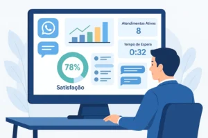 gestor acompanhando monitoramento de atendimento em tempo real